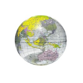 Inflatable Globe Beach Ball, Transparent, World Map with English Language, Educational Toy Globe Ball