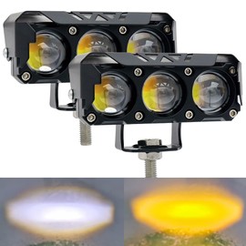 Szplonly LED Yellow/White Motorcycle Driving Fog Lights Bar 2Pcs approx 3.8Inch Offroad Driving Lights Pod Lights Work Auxiliary Lights fit for Motorcycle Truck Vehicle ATV SUV UTV 4WD Boat Tractor