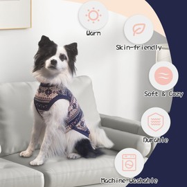 Kickred Dog Sweater Classic Snowflake Pet Knitwear Pullover Vest with Leash Hole, Christmas Costume Cold Weather Outfit Winter Clothes for Large Medium Small Dogs Boy Girl (BlueSnow, 2XL)