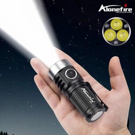 ALONEFIRE X53 Mini LED Flashlight Type C USB Rechargeable Bright Small Torch 5 Modes Portable Pen Light Waterproof Long Battery Life with Tail Magnet, Clip, Battery for Outdoor, EDC Carry, Hiking
