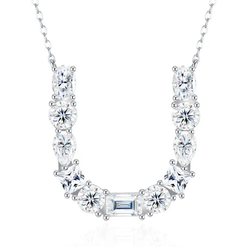 Pass Diamond Tester Letter E Multi Cut VVS Moissanite Necklace