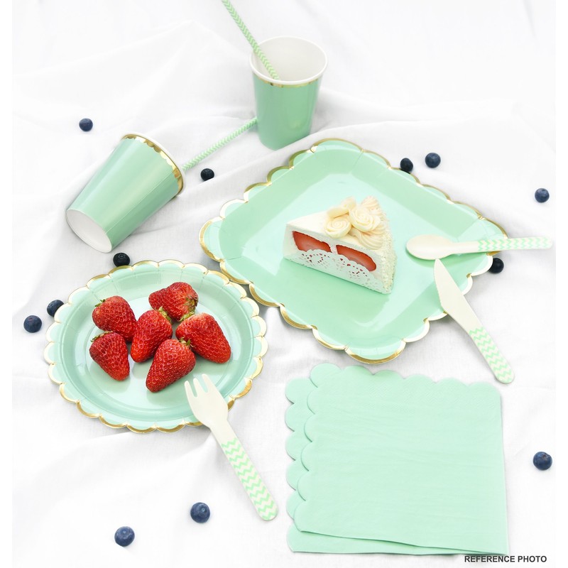 FiveSeasonStuff Paper Cups Eco-friendly Biodegradable Compostable (Mint Green | Gold)