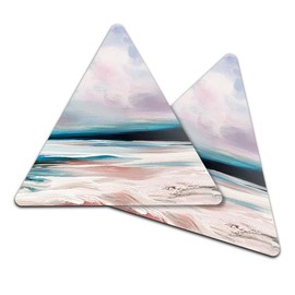 2 x Triangle Coasters - Ocean Beach Art Painting Cork Backed MDF Glossy Tea Coffee Accessory #53103