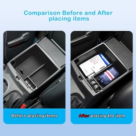 EDBETOS Ranger Console Organizer Tray Compatible with 2019-2023 Ford Ranger XL XLT Lariat Accessories ABS Plastic Material Armrest Box Insert Tray Secondary Armrest Storage Box, Black Trim