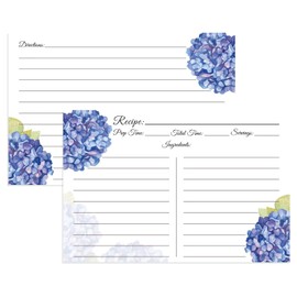 Recipe Cards 4x6, Premium Double-Sided Recipe Cards, 60 PCS Blank Recipe Cards for Wedding, Bridal Shower, Housewarming(4x6, Blue Hydrangea)
