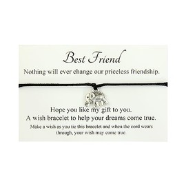 Lucor Best Friends Gifts | Friendship Gifts | Elephant Wish Bracelet | Graduation Gifts | Bestie Gifts | Gifts for Friends(Brown)
