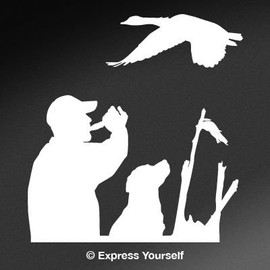 Express Yourself Products Goose Call (White - Reverse Image - Small) Decal Sticker - Waterfowl Collection