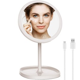 RiverLux LED Lighted Makeup Mirror,Circle Mirror with Light,Battery Operated Makeup Mirror,Ring Light Makeup Mirror,Travel Vanity Mirror,Portable Vanity Mirror with Light,USB Charging,Gift Ideas