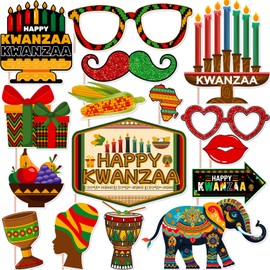Kwanzaa Photo Booth Props - Happy Holiday Party Supplies for Home and Classroom - African Heritage Decorations