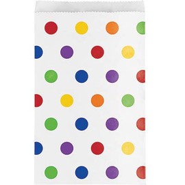 Creative Converting Club Pack Party Decorations Multicolor Polka Dot Paper Treat Bag, Box of 120 Bags