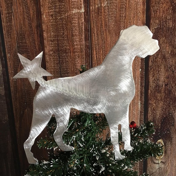 Boxer, Star, Dog Christmas Tree Topper, Wreath Decoration, Holiday Decoration, Aluminum,