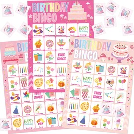 Fancy Land Girls Birthday Bingo Game for Kids 24 Players Birthday Classroom School Party Activities