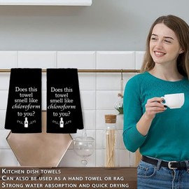 Funny Black Kitchen Towels, Does This Towel Smell Like Chloroform to You Funny Towels, Funny Bathroom Hand Towels, Funny Dish Towels with Saying, Funny Kitchen Bathroom Decor, 16x24inch