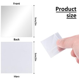 50 PCS Mini Size Square Mirror for Crafts, 2 X 2 Inch Adhesive Small Square Mirrors Tiles, Acrylic Mirror Stickers for Wall Crafts DIY Projects Supplies Home Decoration Arts