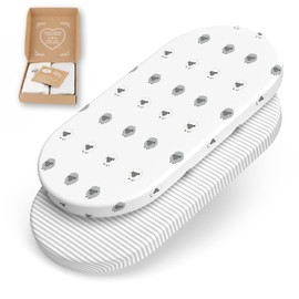 mimaDu Spannbettlaken Kinderwagen Matratzenbezug Stubenwagen Bezug Kinderwagenmatratze Bettlaken Kinderwagen Spannbettlaken Stubenwagen 70x37 70x32 75x35 | 100% Oeko-TEX Baumwolle (Schaf Streifen)