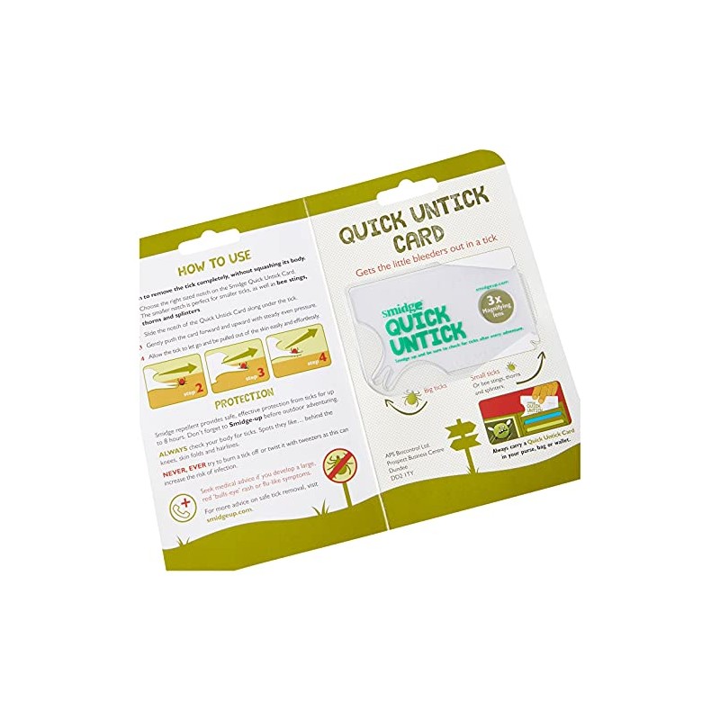 Smidge Unisex's Tick Removing Card, Green, one size
