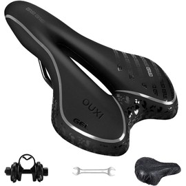 OUXI Comfort Bike Seat Comfortable Gel Bicycle Saddle Replacement Soft Padded with Shock Absorbing Waterproof for MTB Mountain Bike Road Bike Exercise Bike Men Women and Ladies - Black