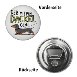 Chubby Dachshund - The Dachshund Magnet with Bottle Opener Round Magnet with Bottle Opener with Playful Vector Illustration of a Dachshund on a Lead While Walking