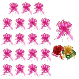PATIKIL 20 Pcs Large Pull Bow Gift Wrapping, 9 Inch Ribbon Organza Metallic Rose Red Bows for Gift Wrapping Wedding Baskets Car
