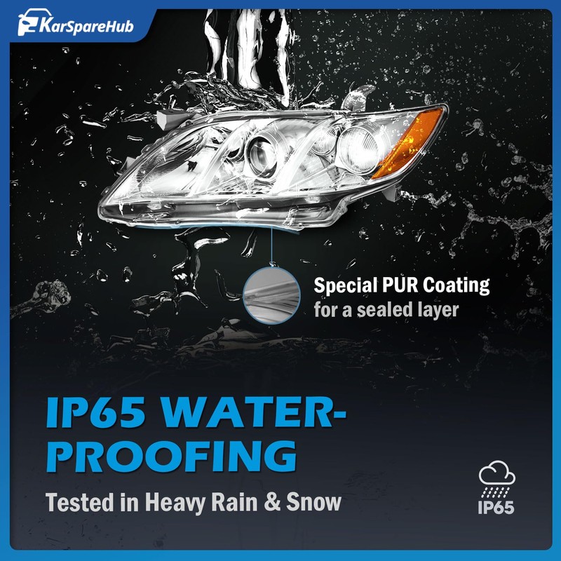 KarSpareHub Anti-Fogging Headlights Assembly for 2007-2009 Toyota Camry Headlamp Replacement