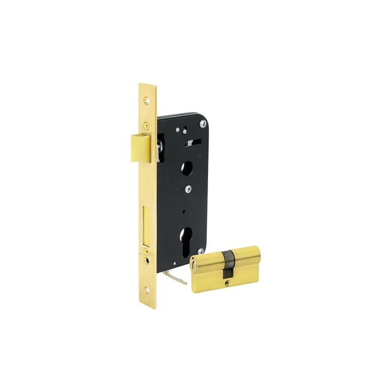 Lock LMG45ELB Mecanismo de embutir función doble, latón brillante, llave