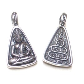 Silver Buddha Pendant - Protection Symbol - Unisex, Sterling Silver