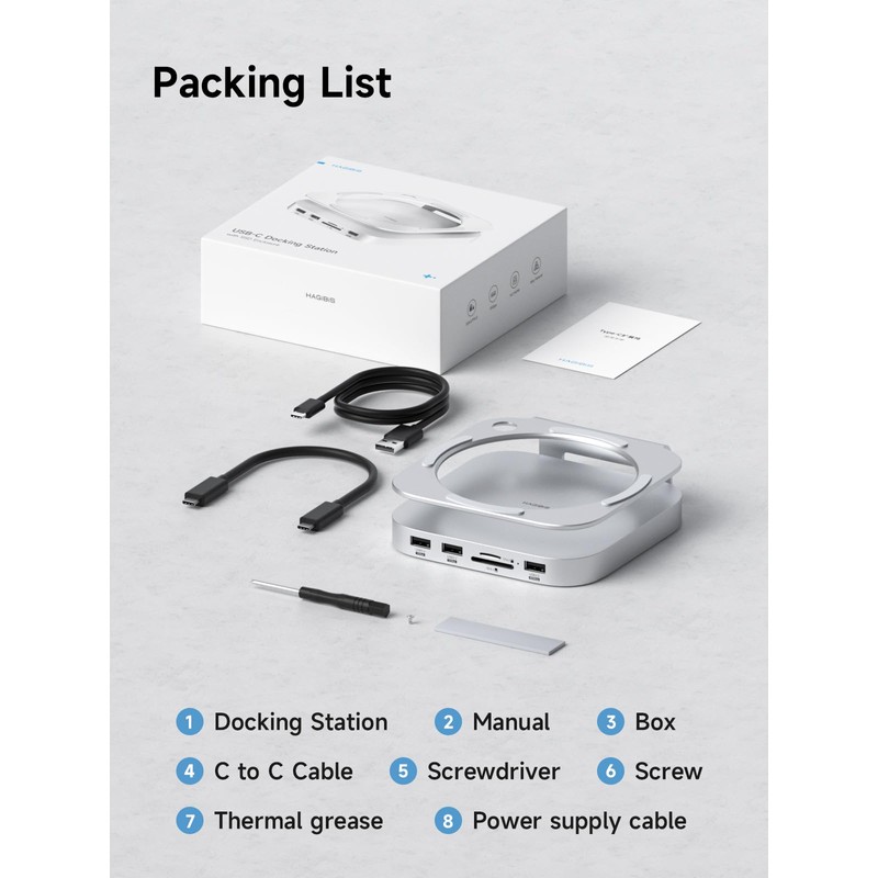 Hagibis Mac mini M4 Hub & Stand with SSD Enclosure,