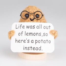 GZPCXMZ Mini Funny Positive Potato,Knitted Potato Toy with Positive Card Creative Cute Wool Positive Potato Crochet Doll Cheer Up Gifts for Friends Party Decoration Encouragement (Brown)