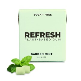 Refresh Gum, Xylitol, Sugar Free, Natural, Long Lasting Chewing Gum, Natural Flavors & Organic Ingredients, Plant-Based, Low Calorie, Non GMO, Gluten Free, Vegan, 12 Pieces, 1 Pack (12 Count (Pack of 6), Garden Mint)