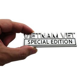 Vietnam Vet Special Edition Car Emblem, 3D Raised Metal Decal Exterior Truck Sticker Vietnam Veteran Badges for SUV, Truck, Laptop (Chrome/Black)