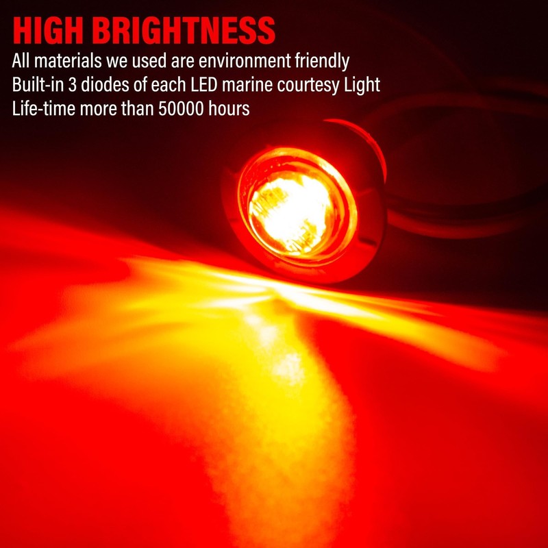 ALFU 20pcs 3/4" Round LED Trailer Side Marker Clearance Lights