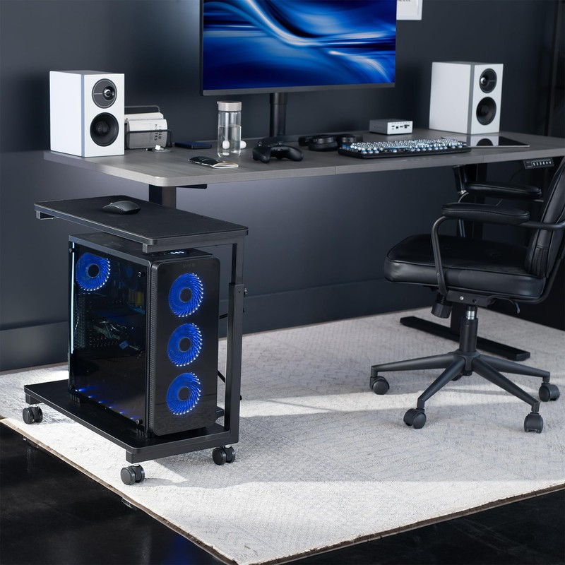 VIVO Large Mobile Adjustable PC Cart, Premium CPU Computer Tower