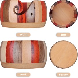 Wooden Knitting Bowl Handmade Needle and Thread Yarn Ball Storage Bowl Craft Knitting,Wool Knitting Storage Bowl for Knitting and Crochet (Varnish Wood)