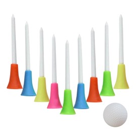 Bliceon 50pcs Golf Tees, Plastic Rubber Cushion Top Long Tees, Durable Mixed Colors with Rubber Head, Golf Practicing Tees for Golfer, Gift for Golfer or Family