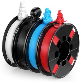 PLA 3D Printer Filament Bundle 200g x 4 Spools Set 1.75mm Dimensional Accuracy +/- 0.02mm for 3D Printers & Pens Printing Supplies, 3dprinter:_Red/Blue/Black/White