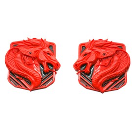 Pair New Custom Cobra Emblems Left Right 3D Badge Replacenment for Bronco F150 2024 Mustang GT Dark Horse Angry Aggressive (Red)