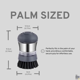 THE DISH DUCK Soap Dispensing Scrub Brush,Palm Sized, Single, Grey (1)