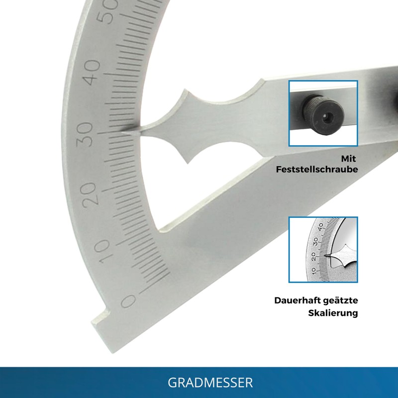 hedue® Degree Gauge 120 mm - Protractor Metal with Measuring
