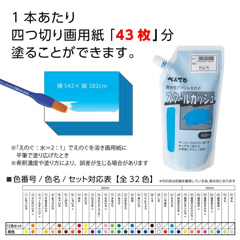 ぺんてる 絵の具 スクールガッシュ WXGT28 黒