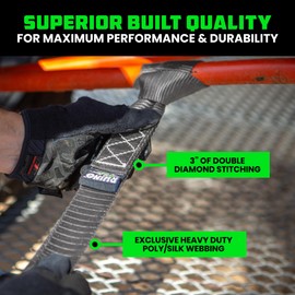 Rhino USA Soft Loop Tie Down Straps (4-Pack) - 1.6 Inch x 17 Inch (5,000 lbs Break Strength) Heavy Duty Motorcycle Straps for use with Ratchet Straps - Handlebar Straps for ATV, UTV, Dirt Bike (Gray)