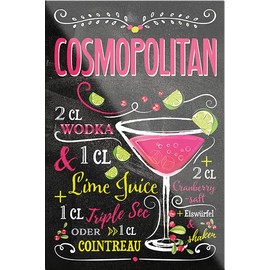schilderkreis24 Cocktail Recipe Magnet Alcohol Spirits Decoration Fridge Magnet Humour Gift Idea Birthday Christmas 9 x 6 cm (Cosmopolitan)