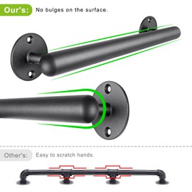 Dolibest 35 Inch Wall Mount Metal Handrail, Staircase Step Handrail, Non-Slip Safety Grab Handle, Barrier-Free Staircase Grab Handle for Elderly, Indoor & Outdoor Use, 1.3 Inch Round