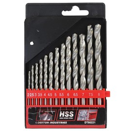 DEKTON DT80221 Hess Drill Set, Black/Red, 2 mm-8 mm, Set of 13 Piece