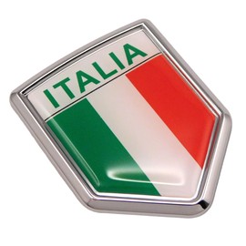 Car Chrome Decals CBSHD101A Italia Italy Italian Flag Car Chrome Emblem Decal 3D Sticker