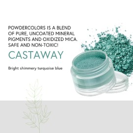 Honeybee Gardens PowderColors, Clean Mineral Eye Shadow in Castaway, Bright Shimmery Turquoise Blue, Versatile, Portable, & Skin-Friendly, 2g