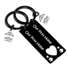 Yrerndre 2pcs New Home Keyrings 2025 Housewarming Gifts for New Homeowners Gift for House Gifts First Home Keyring for Couple Matching Keyrings for Family Friends Husband Wife Present