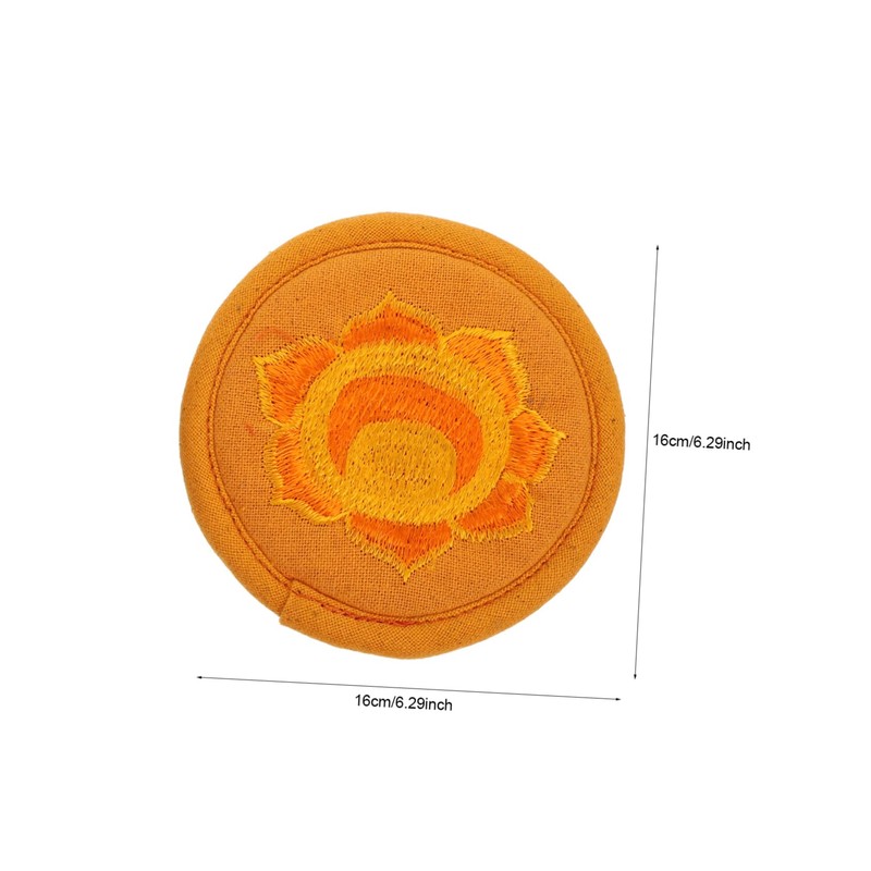 Toyvian Rounded Bowl Mat Buddha Design Sound Bowl Embroidery Pad