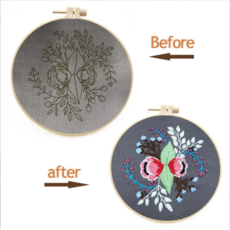 Meecaa Starry Night Landscape Embroidery Kit Starter Set, Hand Embroidery