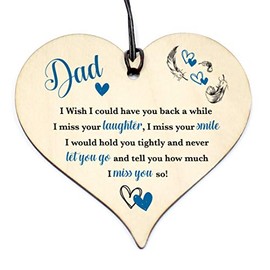 Wooden Hanging Memorial Heart Plaque Love Heart DAD have you back Sign Memorial Birthday Gift Grave #1145