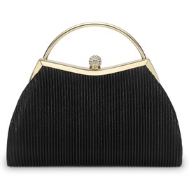 SUIKIHUM Luxury Evening Bag Clutch Purse for Women, Sparkle Rhinestone Clasp with Detachable Chain Strap, Black